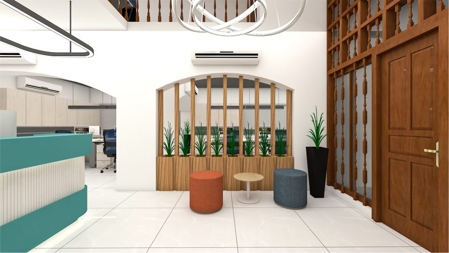 corporate office reception area interior design